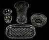 WATERFORD CRYSTAL VASES & DISHES, 4 PCS, H 1"-6" 