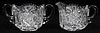 AMERICAN BRILLIANT PERIOD CUT GLASS CREAMER & SUGAR, C. 1900, 2 PCS, H 3.25" 