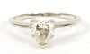 1.13 CT HEART SHAPED DIAMOND, 14 KT WHITE GOLD, RING, SIZE 5.25, TW. 1.8 GR. 