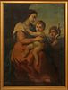 UNSIGNED OIL ON CANVAS 19TH.C. H 46" W 35" MADONNA WITH CHRIST AND ST. JOHN 