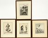 HONORE DAUMIER (FRENCH, 1808-79), LITHOGRAPHS ON PAPER, 4 PCS, H 11.5", ILLUSTRATIONS 