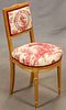 LOUIS XVI, UPHOLSTERED, CARVED GILTWOOD SIDE CHAIR, H 33", W 16" 