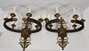 MAITLAND SMITH, LION MASK, HAMMERED METAL & BRASS SCONCES, PAIR H 22", W 23" 