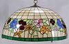 HANGING DOME LEADED GLASS CHANDELIER H 19" DIA 38" 