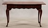 NULL QUEEN ANN STYLE, MAHOGANY 2 DRAWER CONSOLE, H 30", W 54", D 23" 
