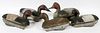 DUCK WORKING DECOYS, CARVED WOOD LOT OF 5 