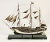 ALUMINUM MODEL CLIPPER SHIP, MARBLE BASE, H 22", L 27"
