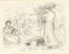PIERRE-AUGUSTE RENOIR (FRENCH, 1841-1919), LITHOGRAPH ON PAPER, H 18", W 24", "LES LAVEUSES" 