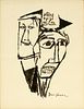 BEN SHAHN (AMER, 1898-1969), INK DRAWING PAPER, H 7.5", W 4.5"