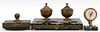 FRENCH, EMPIRE STYLE BRONZE & MARBLE DESK SET, 19TH.C., L 13" 