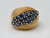 14K GOLD AND SAPPHIRE DOMED RING