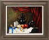 SIGNED FERDINAND, OIL ON CANVAS, 20TH C., H 16", W 20", STILL LIFE OF FRUIT & COFFEE POT 
