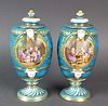 Pair of 19th C. French Sevres Porcelain & Bronze Urns