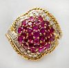 18K GOLD, RUBY AND DIAMOND COCKTAIL RING