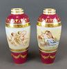 Pair of 19th C. Royal Vienna Hand Painted Vases