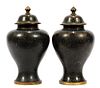 CHINESE, CLOISONNE, PEONY JARS WITH LIDS, PAIR, H 9", DIA 4" 