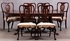 CHIPPENDALE STYLE MAHOGANY DINING SET: 6 CHAIRS, TABLE, SIDEBOARD, CHINA CABINET, C. 1920-1950, 9 PCS 