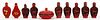 CHINESE  RED LACQUER, SNUFF BOTTLE COLLECTION , SET OF (9)  H 3" 