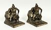 NATIVE AMERICAN SPELTER BOOKENDS, PAIR, H 7", L 5"