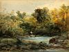 WILLIAM B. YOUNG (BRITISH, 1845-1916), WATERCOLOR ON PAPER, H 6.75", W 9.75", FLY FISHERMAN 