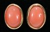 PINK CORAL, 14KT YELLOW GOLD, PIERCED EARRINGS WITH POST, PR. W 0.25" TW. 1.8 GR. 