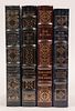 LEATHER-BOUND SIGNED EDITION BOOKS BY FAMOUS ASTRONAUTS, FOUR BOOKS, H 9 1/2", W 6 1/2" 