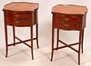 HEPPLEWHITE STYLE MAHOGANY & LEATHER TOP LAMP TABLES BY IMPERIAL, C. 1940, PAIR, H 27", W 18"