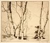 ALFRED HUTTY (AMER.1877-1954), ETCHING ON PAPER, H 6.5", W 7.5" BIRCHES 