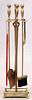 BRASS, FIRE TOOLS WITH STAND, 5 PCS. H 34" 