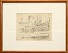 WALTER SHIRLAW (SCOTLAND, 1838-1909), GRAPHITE ON PAPER, H 8", L 9.5", SHIPPING PORT 