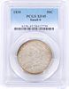 U.S, STERLING SILVER LIBERTY CAPPED BUST MIRROR-LIKE, .50C COIN 1830 CERTIFIED PCGS XF-45, GRADED SMALL '0' GRADE (1) 