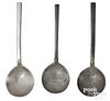 Three New York pewter spoons, 18th c.