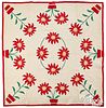 Poinsettia appliqué quilt, early to mid 20th c.
