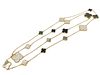 Van Cleef & Arpels 18k Yellow Gold 16 Motifs Mother of Pearl Onyx Alhambra Necklace