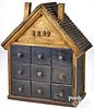 An unusual painted pine house-form seed cabinet, l