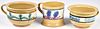 Two yellowware chamber pots and a large mug