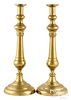 Pair of English late Victorian brass candlesticks