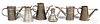 Six tin lamp fillers, American, 19th c.