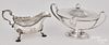 English silver gravy boat and sauce tureen
