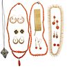 19 PIECES 19TH C. GOLD, CORAL OR EMERALD JEWELRY