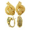 TWO PAIRS OF 18K GOLD EARRINGS INCLUDES DAVID WEBB