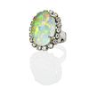 OPAL & DIAMOND WHITE GOLD OVAL CLUSTER RING