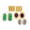 FOUR PAIRS OF GOLD CUFFLINKS WITH FINE DIAMONDS
