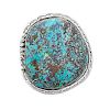 NAVAJO TURQUOISE SLAB SILVER CUFF BY FOSTER YAZZIE