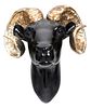 A Painted Ram's Head Wall Ornament Height 5 1/2 inches.