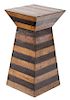 A Contemporary Stained Oak Pedestal Height 26 x width 14 x depth 14 inches.