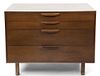 A Mid-Century Modern Chest of Four Drawers Height 29 3/4 x width 36 x depth 17 3/4 inches.