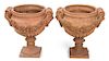 A Pair of Terracotta Jardinieres with Mask Handles Height 19 inches.