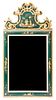 A Queen Anne Style Green and Gilt Chinoiserie Decorated Mirror Height 62 inches.