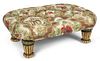 A Parcel Gilt Upholstered Seat Ottoman Height 15 x width 42 x depth 30 inches.
